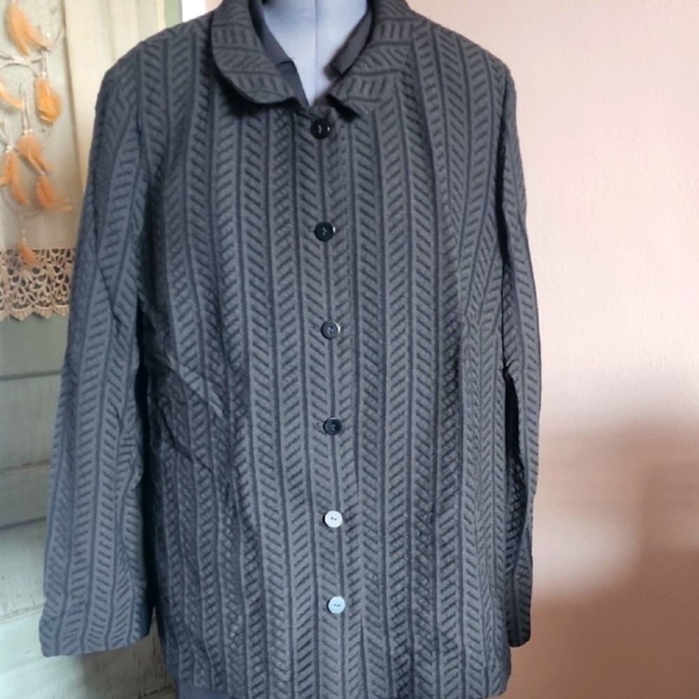 Nina MCLemore Designer Black On Black Patterned Women's Shacket